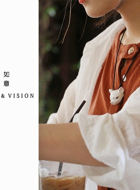 原创设计如意陶瓷吊坠项链本命年