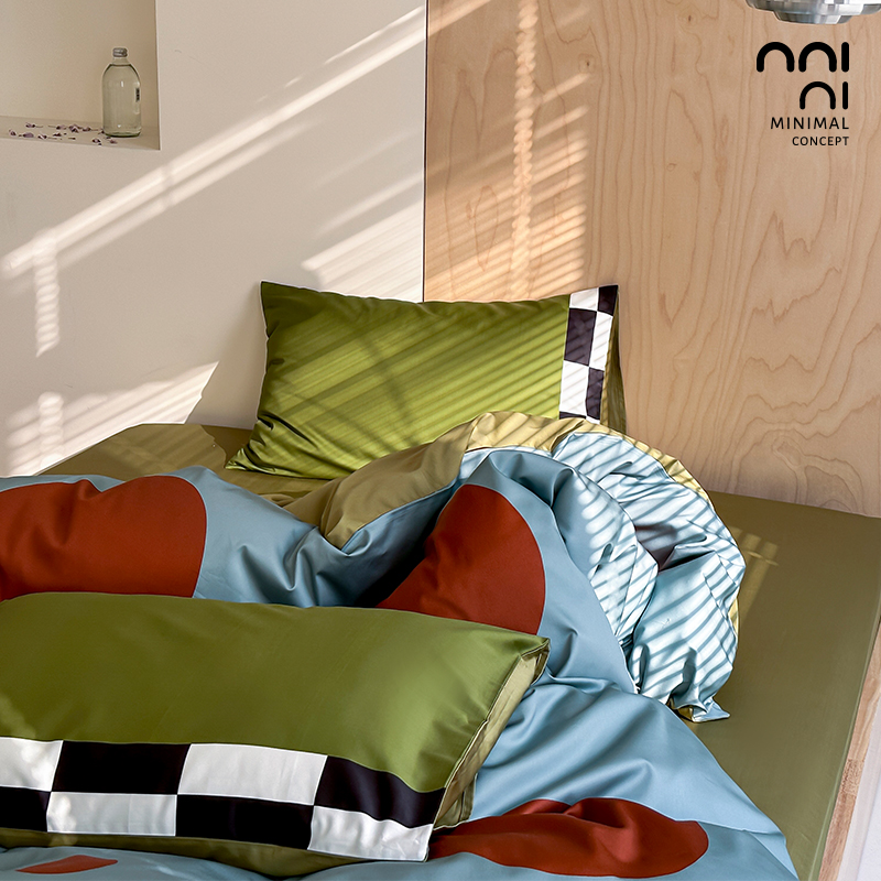 Minimal着迷｜设计师款北欧风简约撞色50支贡缎全棉床上四件套 - 图0