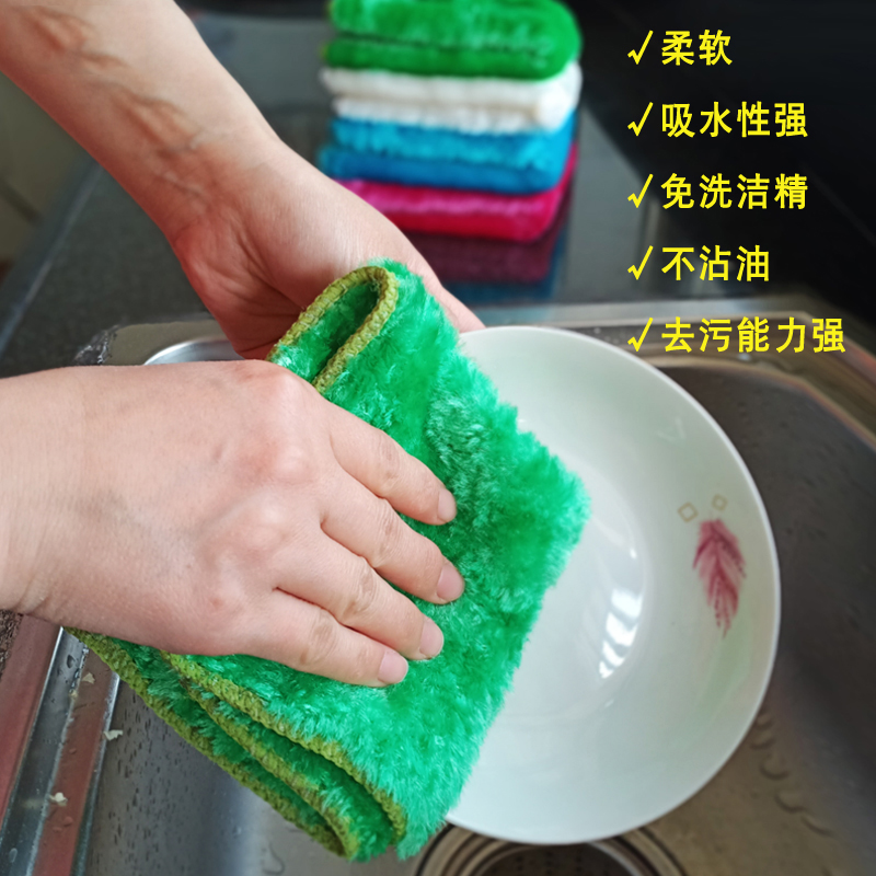 神奇抹布木纤维洗碗布不沾油厨房专用洗碗巾吸水双层加厚百洁布 - 图0