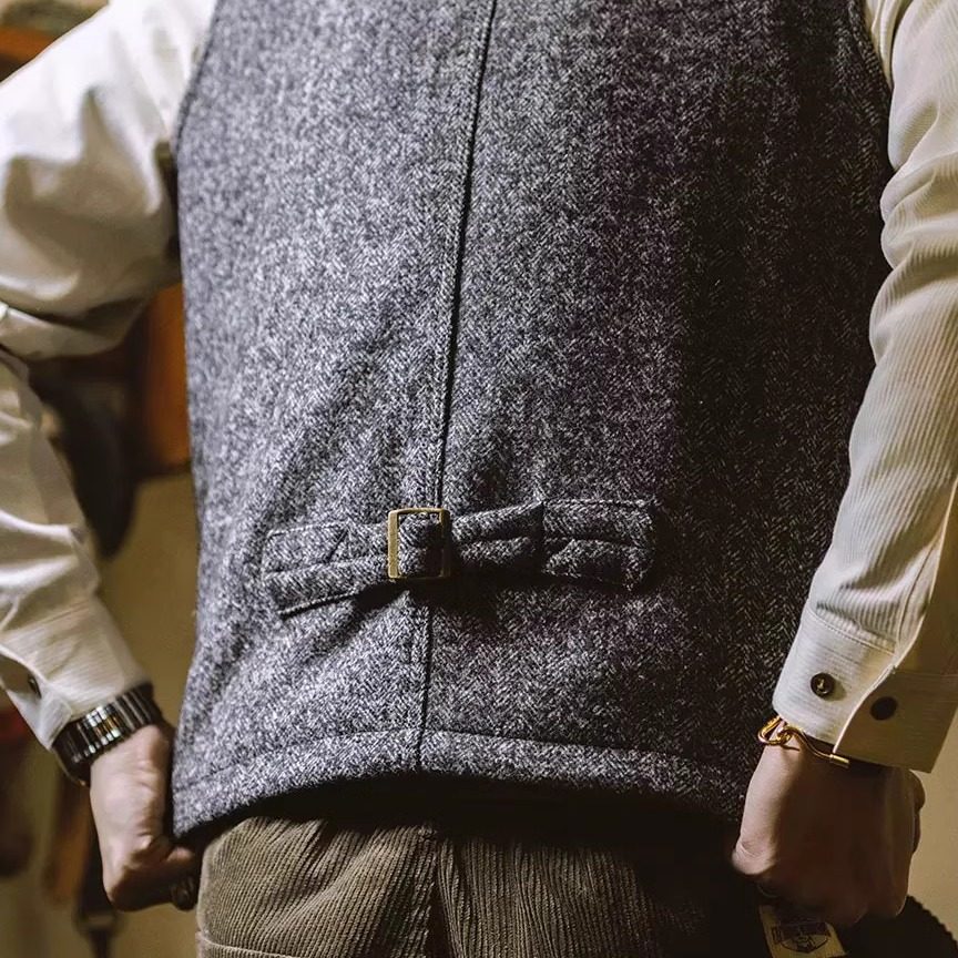 美式复古加厚羊毛呢西装领马甲男RL咔叽秋冬季英伦风工装坎肩背心,淘宝优惠券,粉丝福利购,淘宝优惠卷