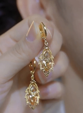 金枝玉叶水晶耳环女耳饰