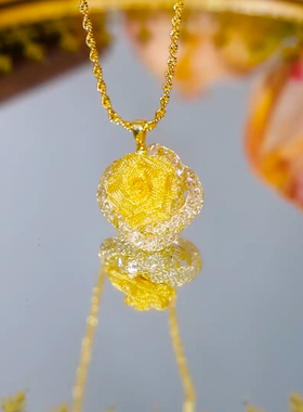 2025新款金色网纱玫瑰花锁骨链轻奢复古宫廷设计感轻奢气质颈链女