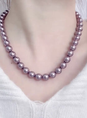 元宝渐变紫色施家珍珠项链