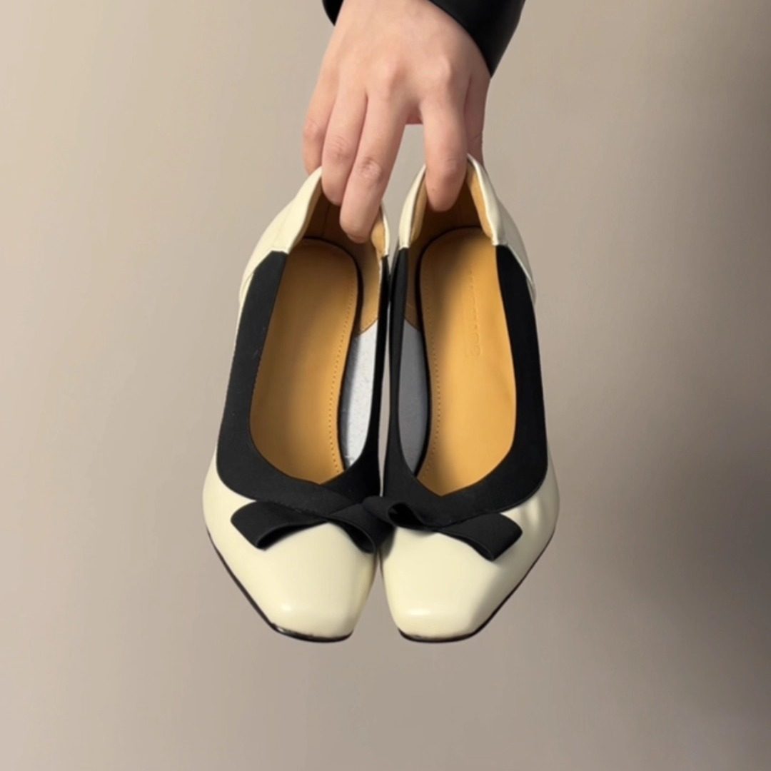 RubyL/5.5/8cm法式方头玛丽珍鞋蝴蝶结粗跟高跟鞋气质不累脚单鞋,淘宝优惠券,粉丝福利购,淘宝优惠卷