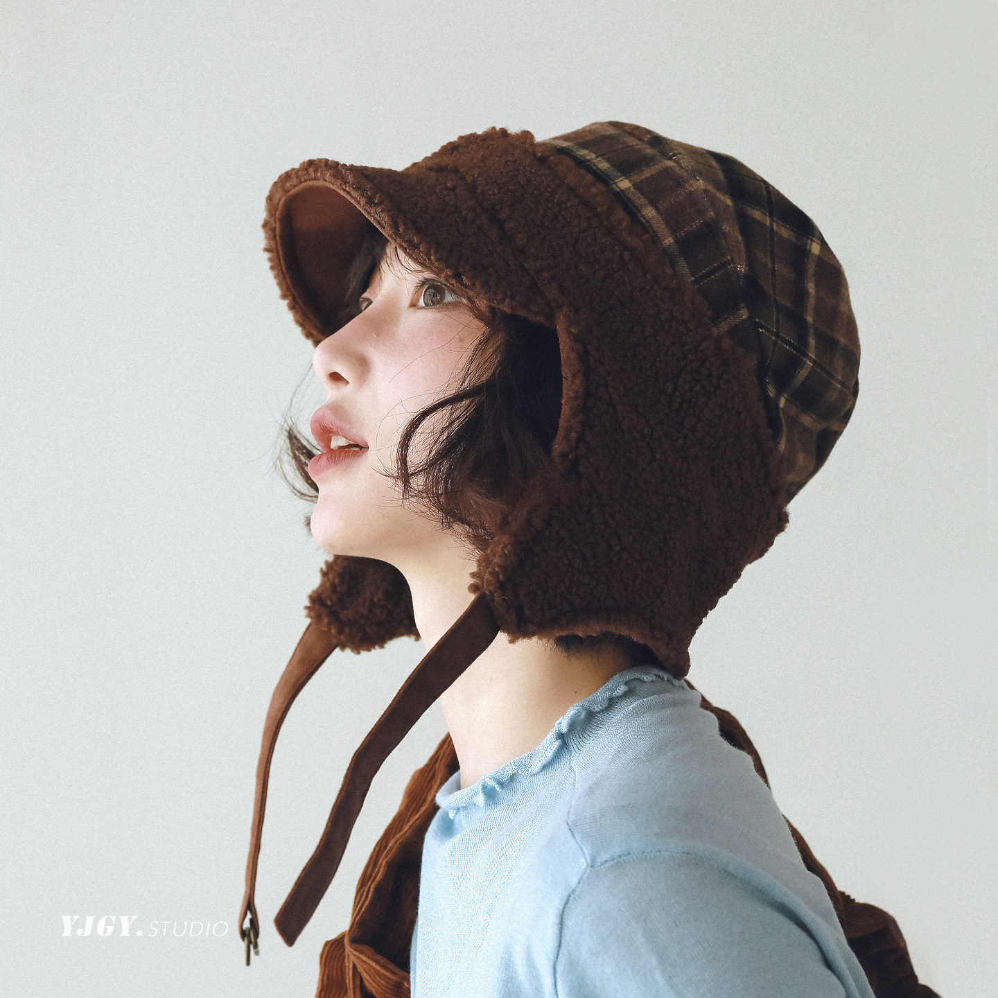 印计谷羽原创复古格纹护耳帽女秋冬季双面戴保暖雷锋帽飞行员帽子,淘宝优惠券,粉丝福利购,淘宝优惠卷