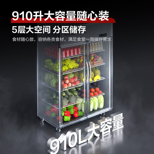 澳柯玛蔬菜保鲜柜双开门三门冷藏展示柜商用立式冰箱冰柜水果饮料 - 图3