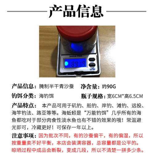 腌制半干青沙蚕90g40g蜜制海蚯蚓鱼饵罐装腥味半干饵料鱼具用品饵 - 图0