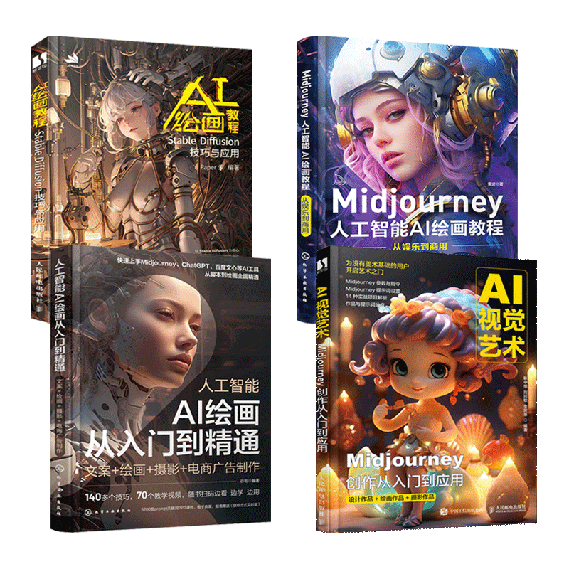 AI绘画教程全套 Stable Diffusion技巧与应用 Midjourney人工智能绘画师创作 ChatGPT SD软件关键词文案绘图插画设计AIGC书籍sora - 图0