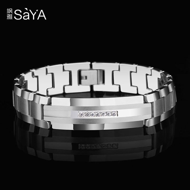 飒雅金色钨金男士个性潮霸气手链 飒雅手链