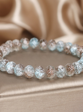 小清新森系冰裂纹琉璃水晶手链女