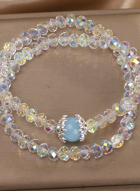 奥地利白色水晶双圈手链女款轻奢