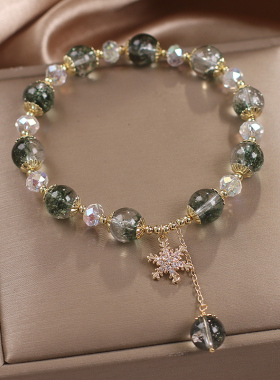 ins小众设计绿幽灵水晶手链女