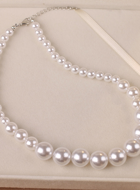 法式小香风珍珠项链女短款毛衣链