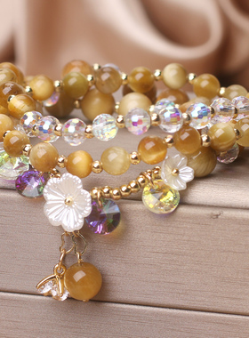 新中式金虎眼多圈缠绕手链女