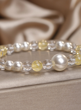 法式施家珍珠水晶手链女款高颜值