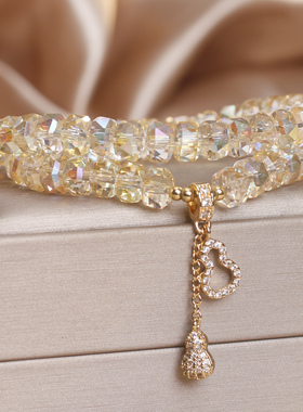 新款黄水晶算盘珠葫芦吊坠手链