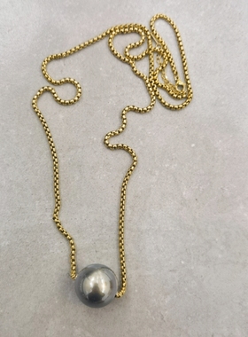 日韩网红钛钢秋冬长款毛衣项链一颗珍珠简约百搭法式个性女配饰品