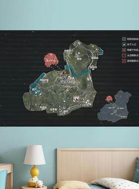 和平精英海报地铁逃生地图墙贴画纸吃鸡装饰自粘装饰画背景可定制