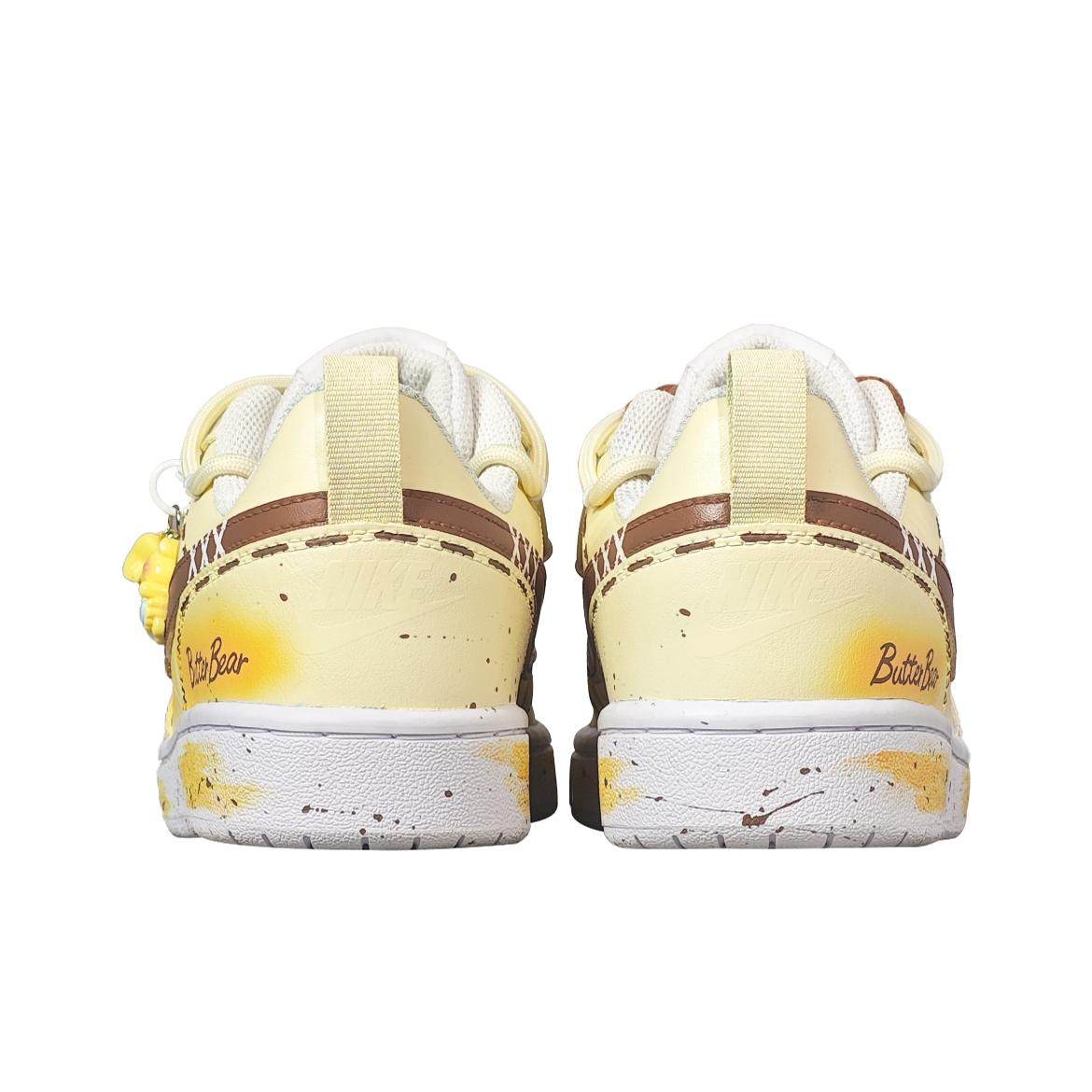 球鞋定制 NIKE/耐克 Court Borough黄油小熊 黄白清新女低帮板鞋 - 图3