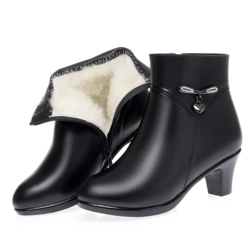 中年女士棉靴妈妈棉鞋女冬加绒棉皮鞋真皮羊毛短靴软底中老年女鞋,淘宝优惠券,粉丝福利购,淘宝优惠卷