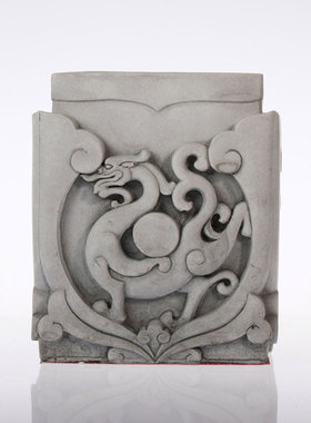 中式风砖雕书房桌面摆件四神兽