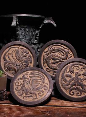 青龙白虎朱雀玄武中式瓦当摆件