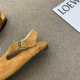 Японские ретро босоножки на платформе, открытая пятка, из натуральной кожи, нестандартно милый стиль, закрытый носок, коллекция 2023