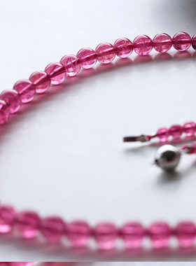 碧雅红碧玺塔链一物一图正品糖果红色圆珠碧玺项链女款31