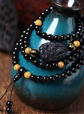 属鼠千手观音守护神本命佛黑玛瑙