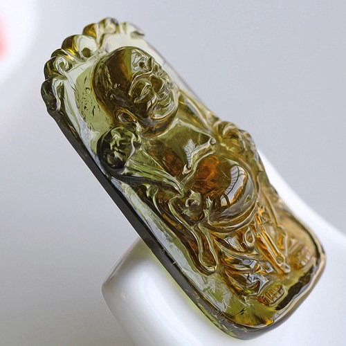 碧雅绿碧玺吊坠手工雕刻佛像吊坠弥勒佛像挂件一物一图证书16.6g - 图2