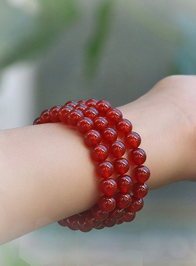 碧雅8mm红色珠子女士流行手链