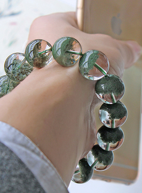 天然绿幽灵水晶证书手链