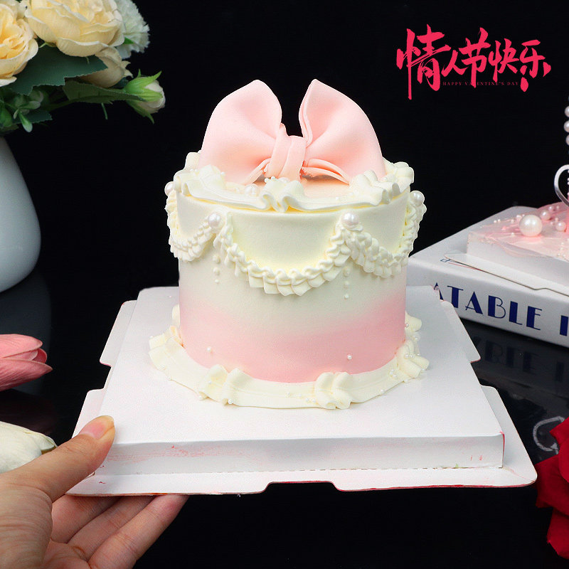 情人节蛋糕装饰粉色翻糖蝴蝶结成品摆件珍珠链条生日甜品烘焙点缀,淘宝优惠券,粉丝福利购,淘宝优惠卷