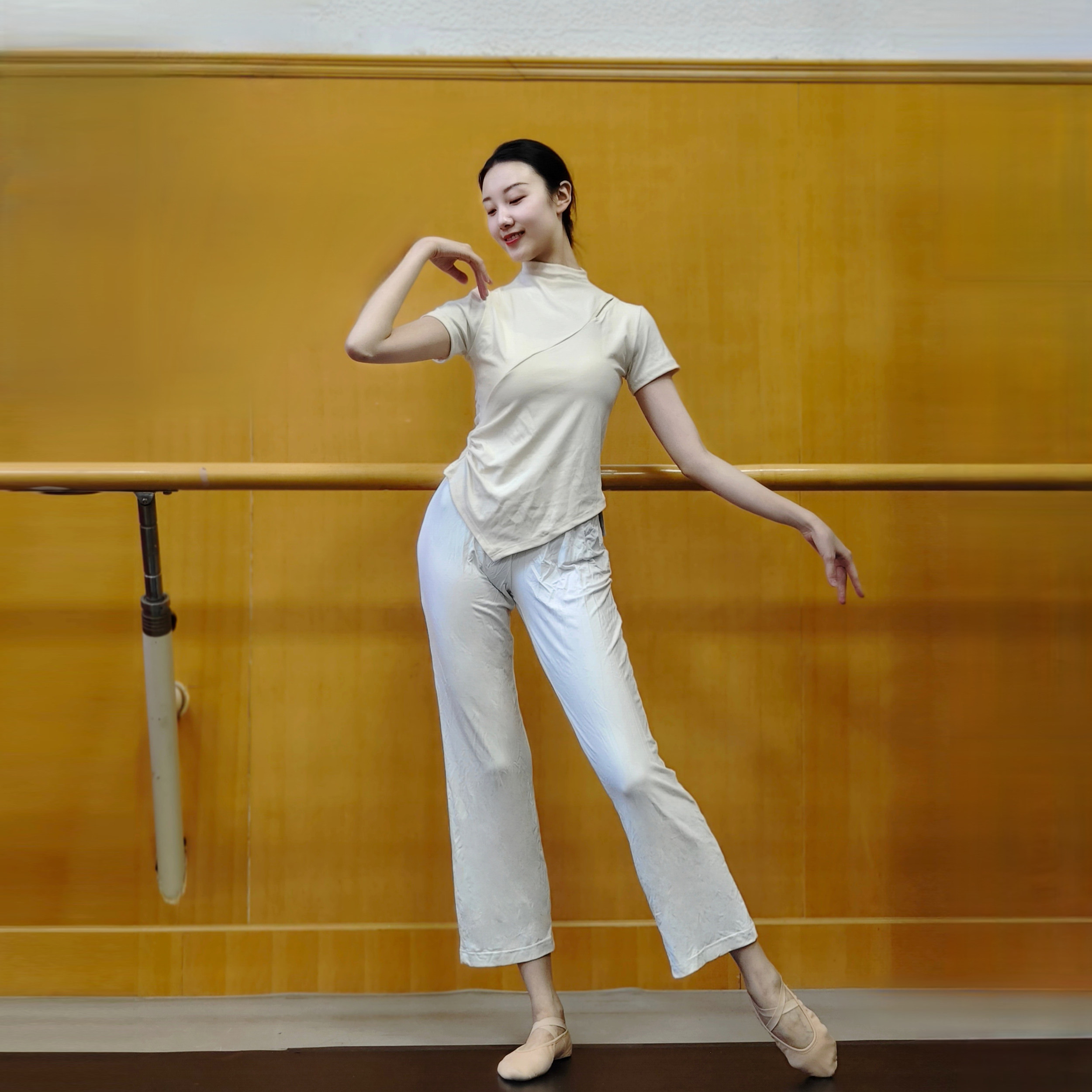 现代舞夏季成人舞蹈服短袖上衣练功修身中国古典民族跳舞服女瑜伽