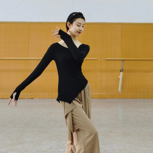 现代舞春夏舞蹈练功服上衣古典舞专业形体训练飘逸长袖服装女艺考 - 图3