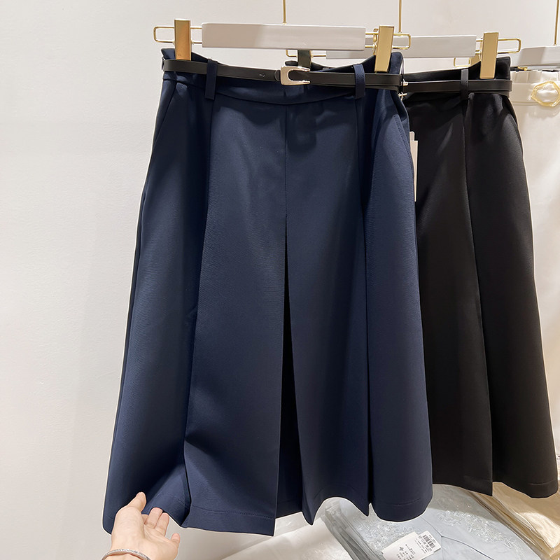 2026新款法式气质显瘦送腰带高腰纯色中长款褶皱西装半身裙女春季,淘宝优惠券,粉丝福利购,淘宝优惠卷