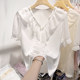 ຄໍ V ເສື້ອ chiffon ສີແຂງແບບເກົາຫລີໃຫມ່ອື່ນໆ