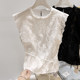 2026 ຮູບແບບໃໝ່ຂອງເກົາຫຼີ slimming stand-up collar fungus crochet stitching lace-up sleeveless top for women summer thin