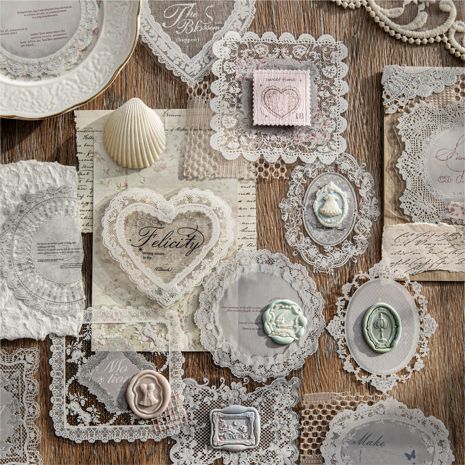 蕾丝诗行镂空蕾丝素材贴纸套装 复古双材质手账DIY装饰贴手帐贴画,淘宝优惠券,粉丝福利购,淘宝优惠卷