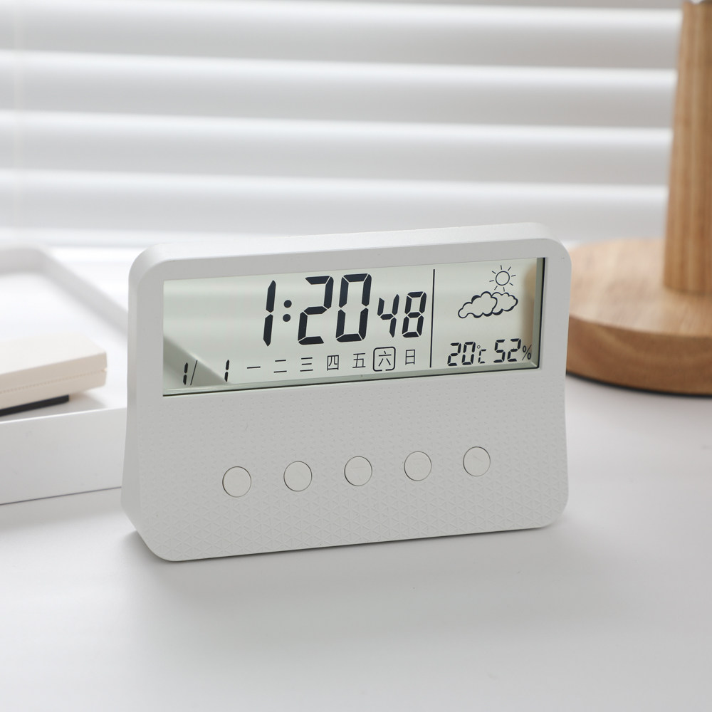 简约日系温柔早安闹钟声控背光LED台钟带日历 高颜值学生桌面时钟,淘宝优惠券,粉丝福利购,淘宝优惠卷