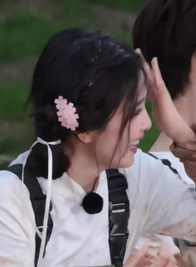 跑男白鹿同款甜美钩针花朵针织发夹少女温柔风侧边夹子碎发刘海夹