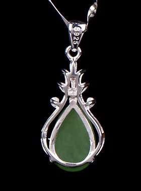 925银项链女款饰品纯银首饰和田碧玉吊坠配饰 BY111