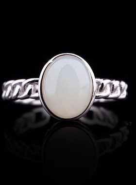 925银戒指时尚饰品纯银首饰白玉指环时尚配饰HTC053