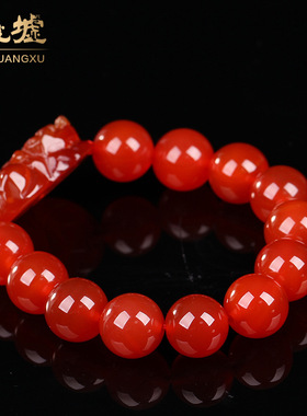 红玛瑙手链貔貅手串佛珠天然玉石工厂M045