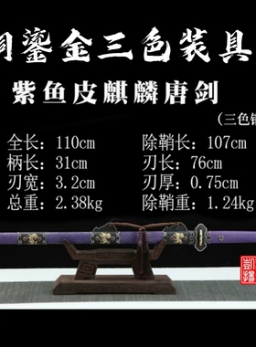 龙泉凯扬宝剑镇宅麒麟唐剑一体长剑硬剑花纹钢汉剑唐剑真剑未开刃