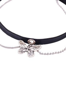 冷淡风暗黑硬妹ins黑色蝴蝶链条