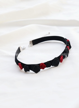 复古玫瑰vintage黑色丝绒项圈
