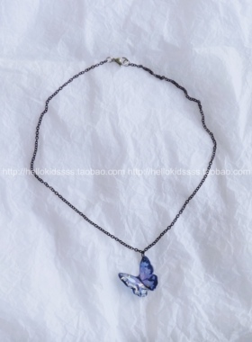 梦幻蝴蝶手作日系暗黑少女颈链