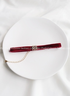 双喜红色黑色文艺复古气质项链