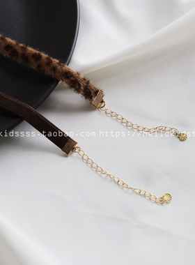 豹纹毛茸茸 性感可爱猫咪蝴蝶结复古日系项圈choker秋冬新品